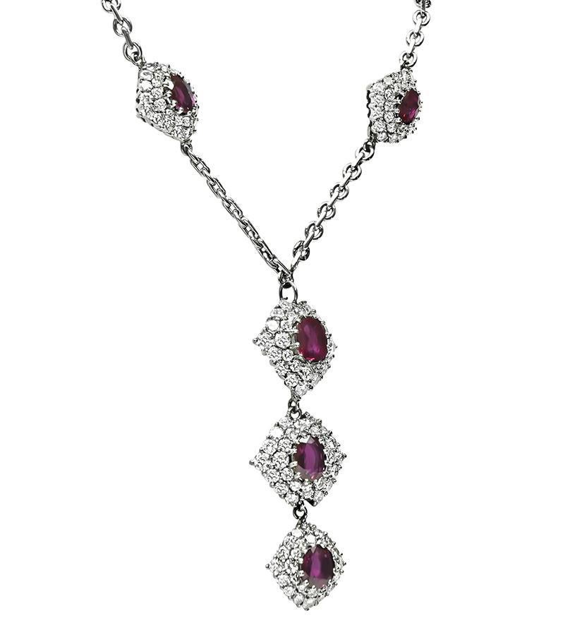 Taille ovale Collier en or 4.00ct Diamond 5.00ct Ruby en vente