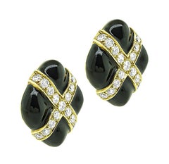 4.00ct Diamond Enamel Gold Earrings