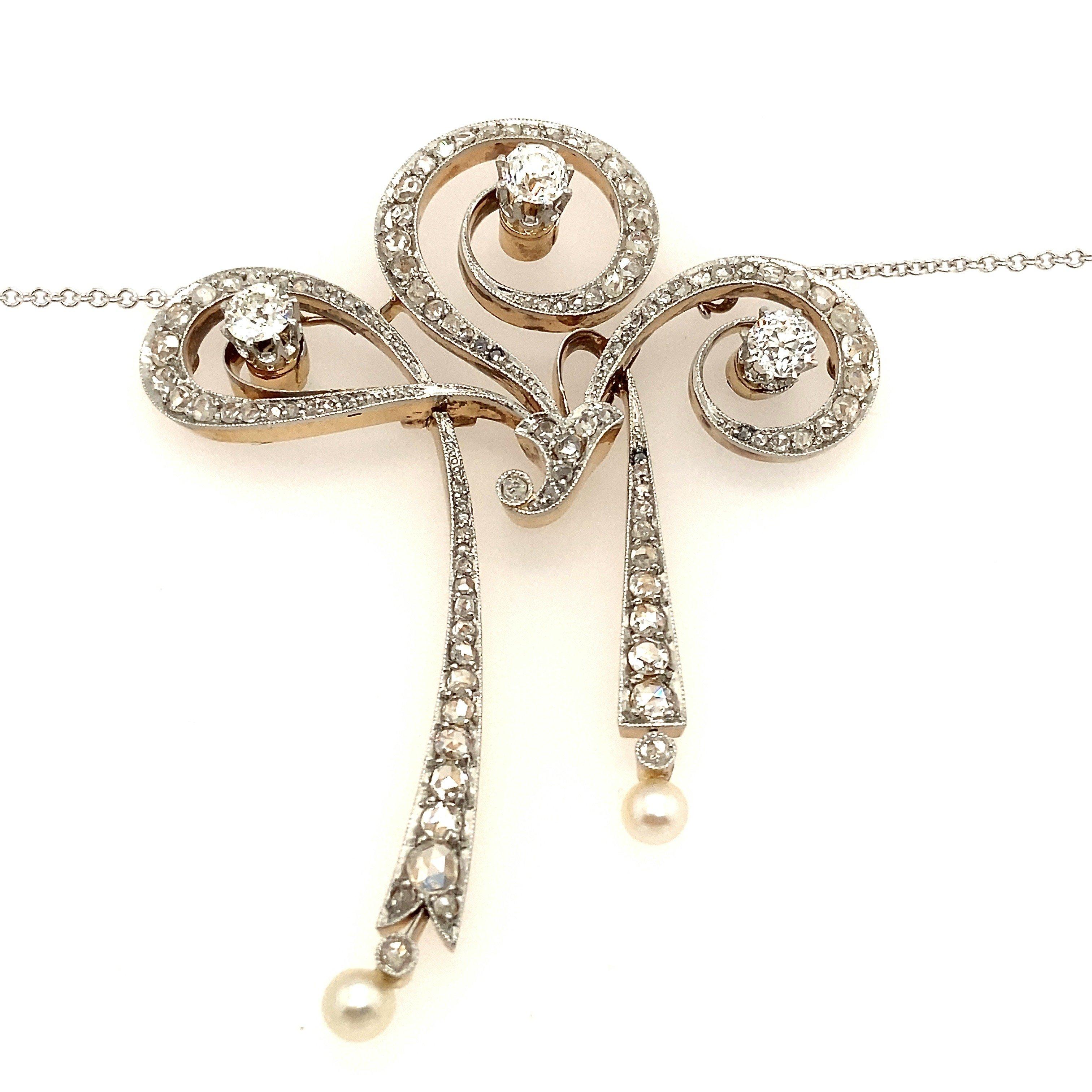Taille vieille Europe Collier antique Art Déco en platine et or 18 carats avec 4.00CT diamants et rapport GIA en vente