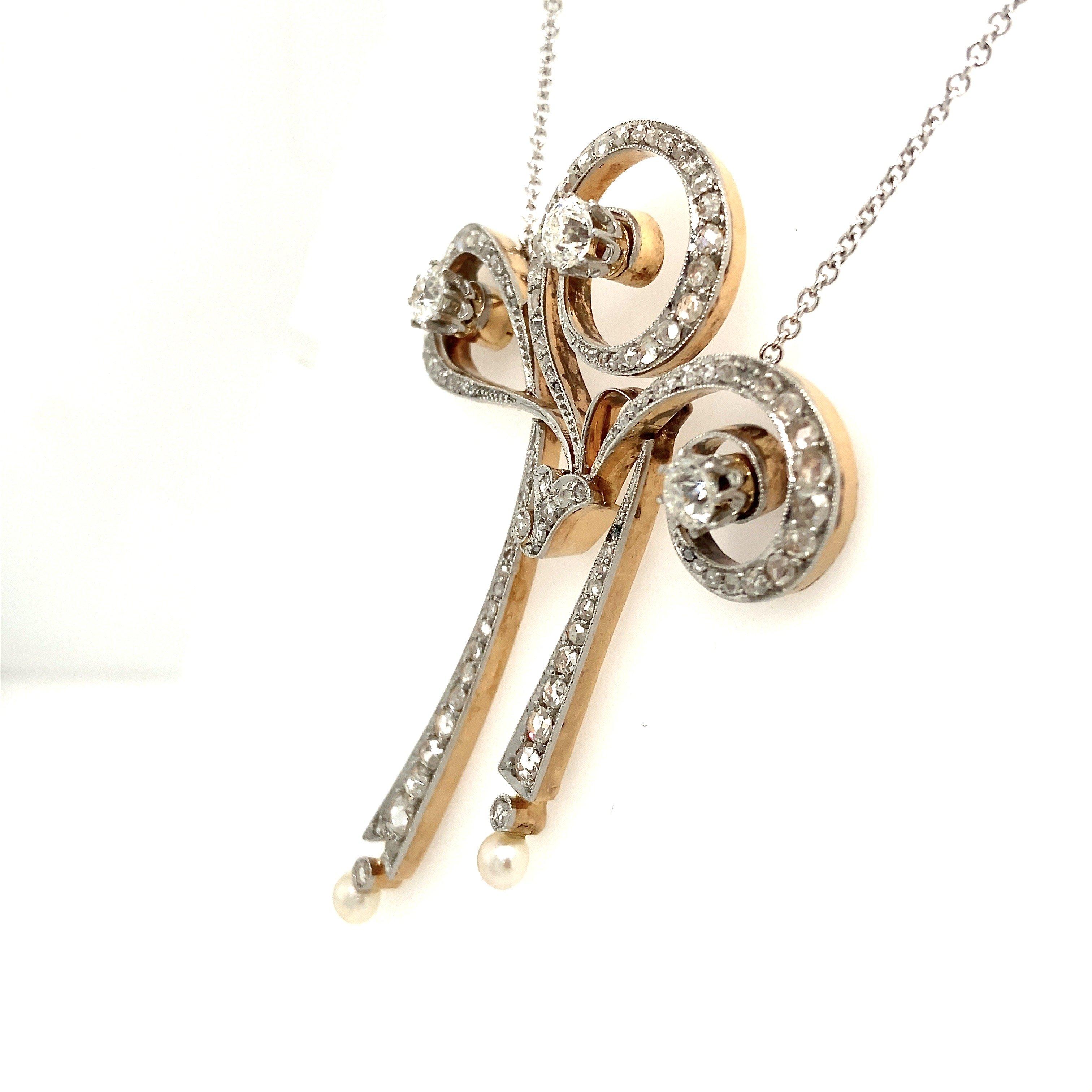 Collier antique Art Déco en platine et or 18 carats avec 4.00CT diamants et rapport GIA en vente 2