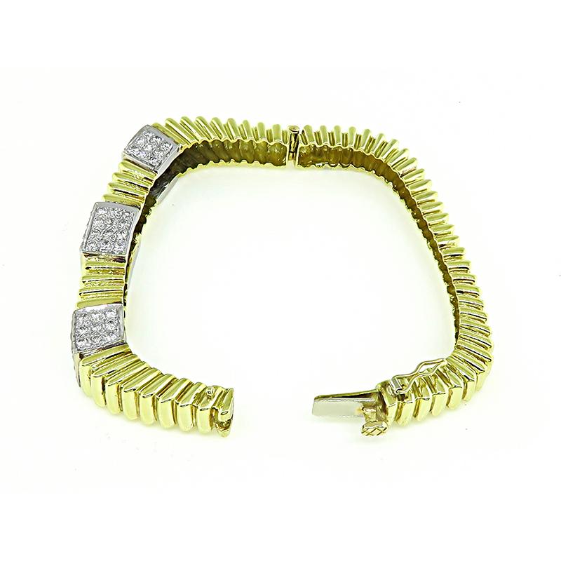 4.00ct Diamond Yellow and White Gold Bangle In Good Condition For Sale In New York, NY