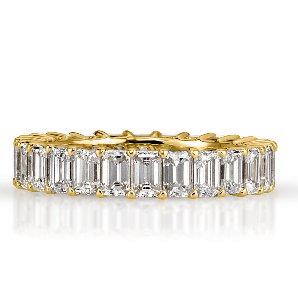 4.00ct Emerald Cut Diamond Eternity Band in 18k Yellow Gold For Sale