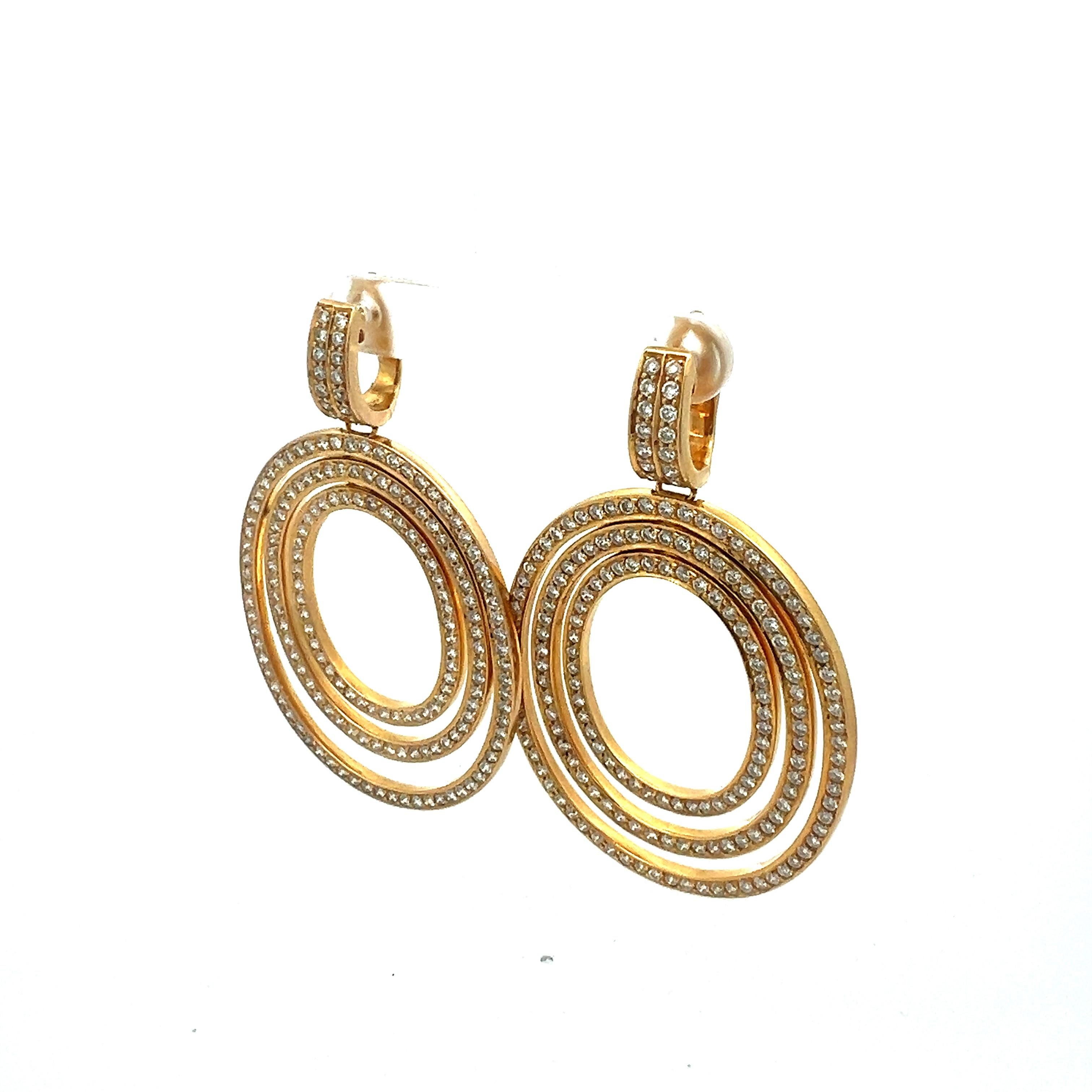 Taglio brillante Orecchini pendenti con diamanti multi ovali da 4,00 carati G VS2 in oro giallo 18 carati in vendita