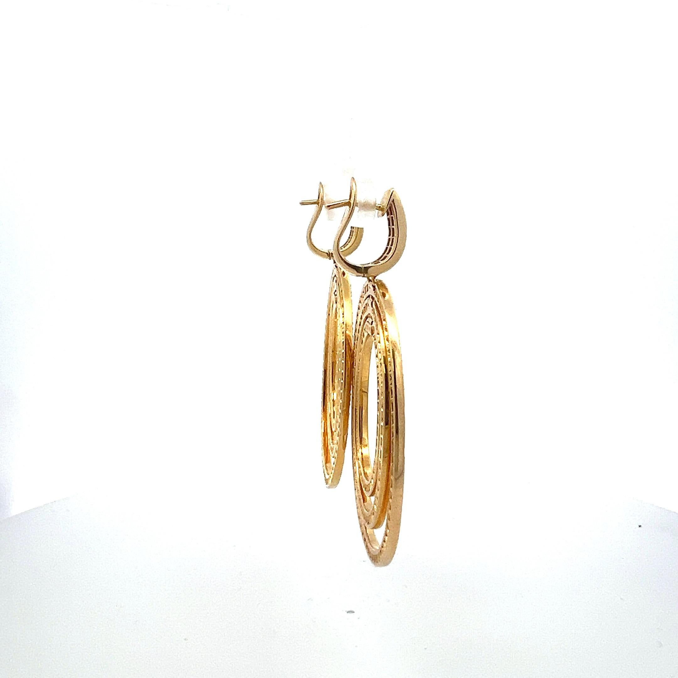 Orecchini pendenti con diamanti multi ovali da 4,00 carati G VS2 in oro giallo 18 carati in vendita 2