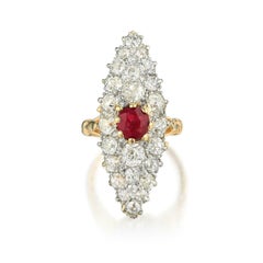 4.00ct GIA Burma Antique EF Natural Unheated Red Ruby & Old Diamonds Ring 18K