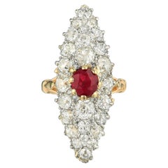 4.00ct GIA Burma Antique EF Natural Unheated Red Ruby & Old Diamonds Ring 18K