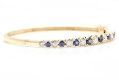 Pulsera de oro amarillo macizo de 14k con diamante natural y zafiro de 4,00 ct