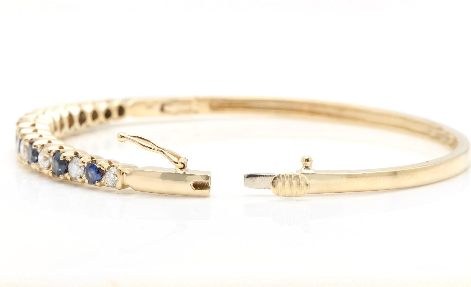 4.00ct Natural Diamond and Sapphire 14k Solid Yellow Gold Bracelet In New Condition For Sale In Los Angeles, CA