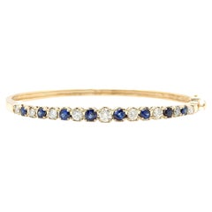 Pulsera de oro amarillo macizo de 14k con diamante natural y zafiro de 4,00 ct