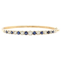 4,00ct natürlicher Diamant und Saphir 14k massives Gelbgold-Armband