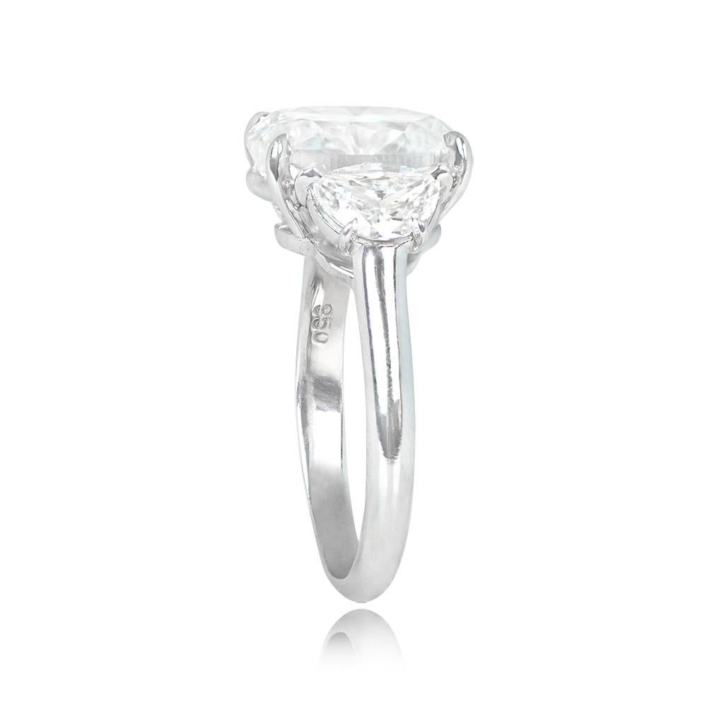 Art Deco 4.00ct Oval Cut Diamond Engagement Ring, G Color, Platinum For Sale