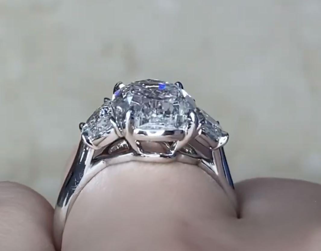4.00ct Oval Cut Diamond Engagement Ring, G Color, Platinum For Sale 3