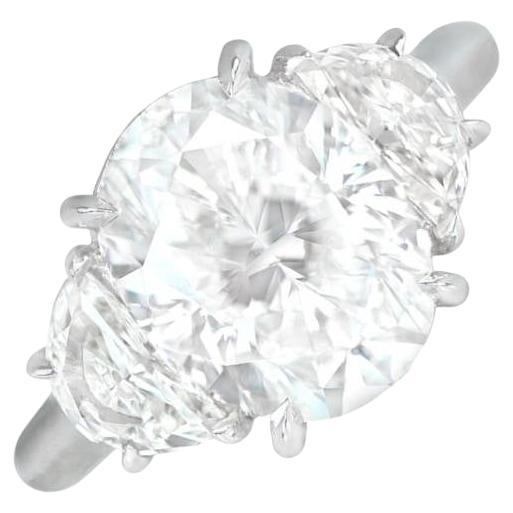 Verlobungsring mit 4,00 Karat Diamant im Ovalschliff, Farbe G, Platin
