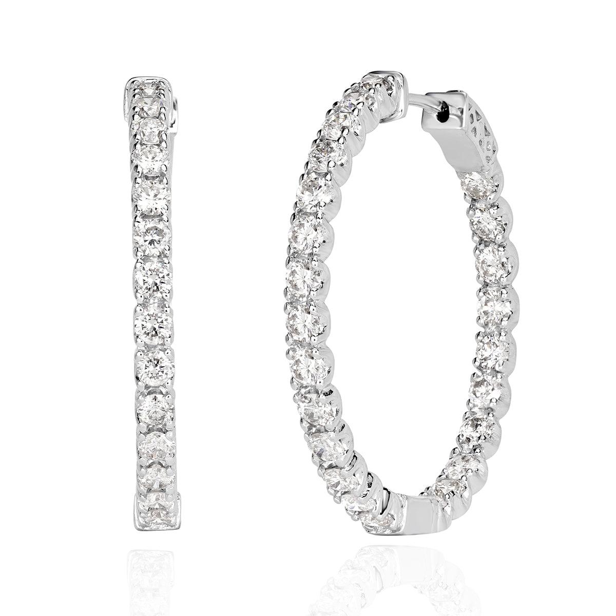 4.00ct Round Brilliant Cut Diamond Hoop Earrings