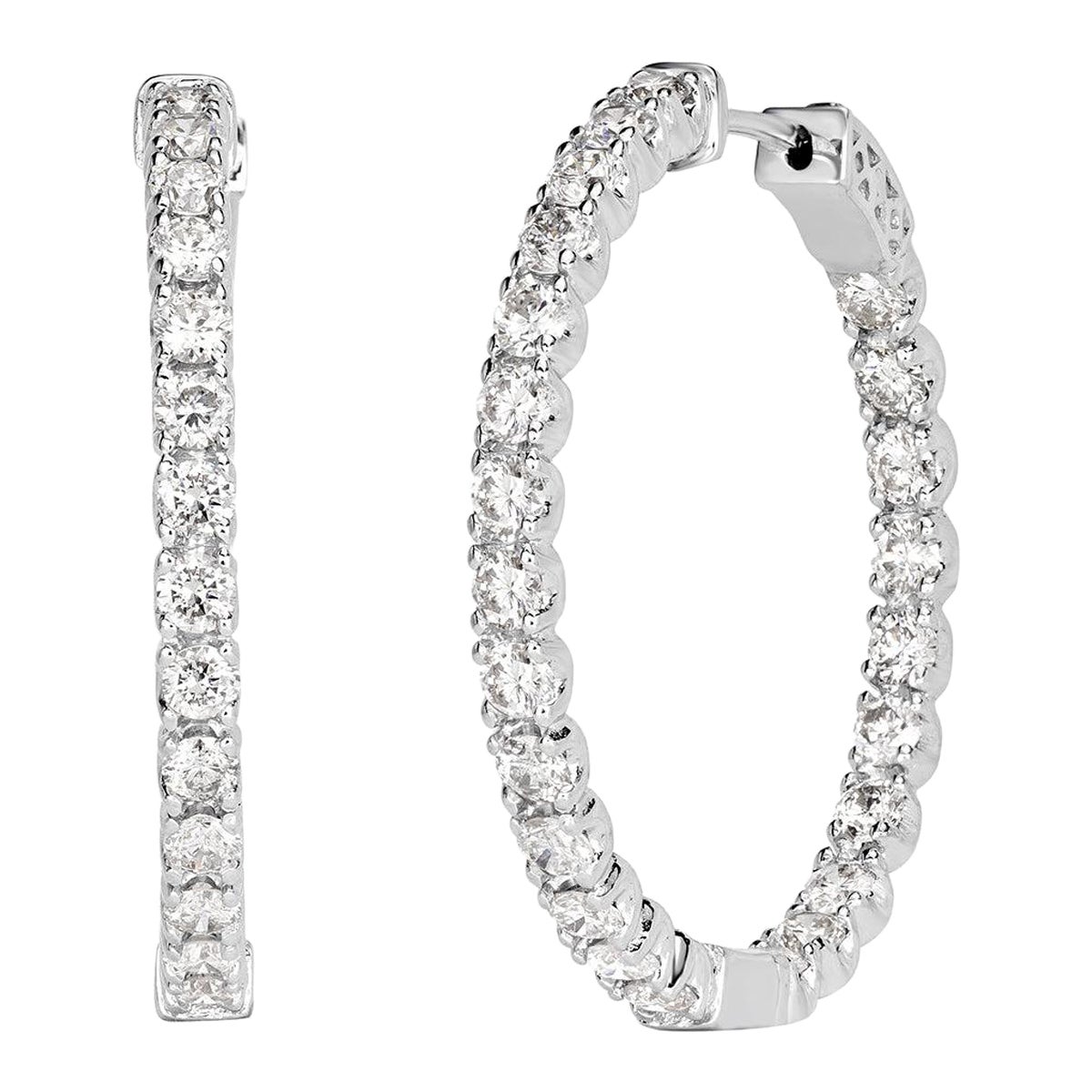 4.00ct Round Brilliant Cut Diamond Hoop Earrings
