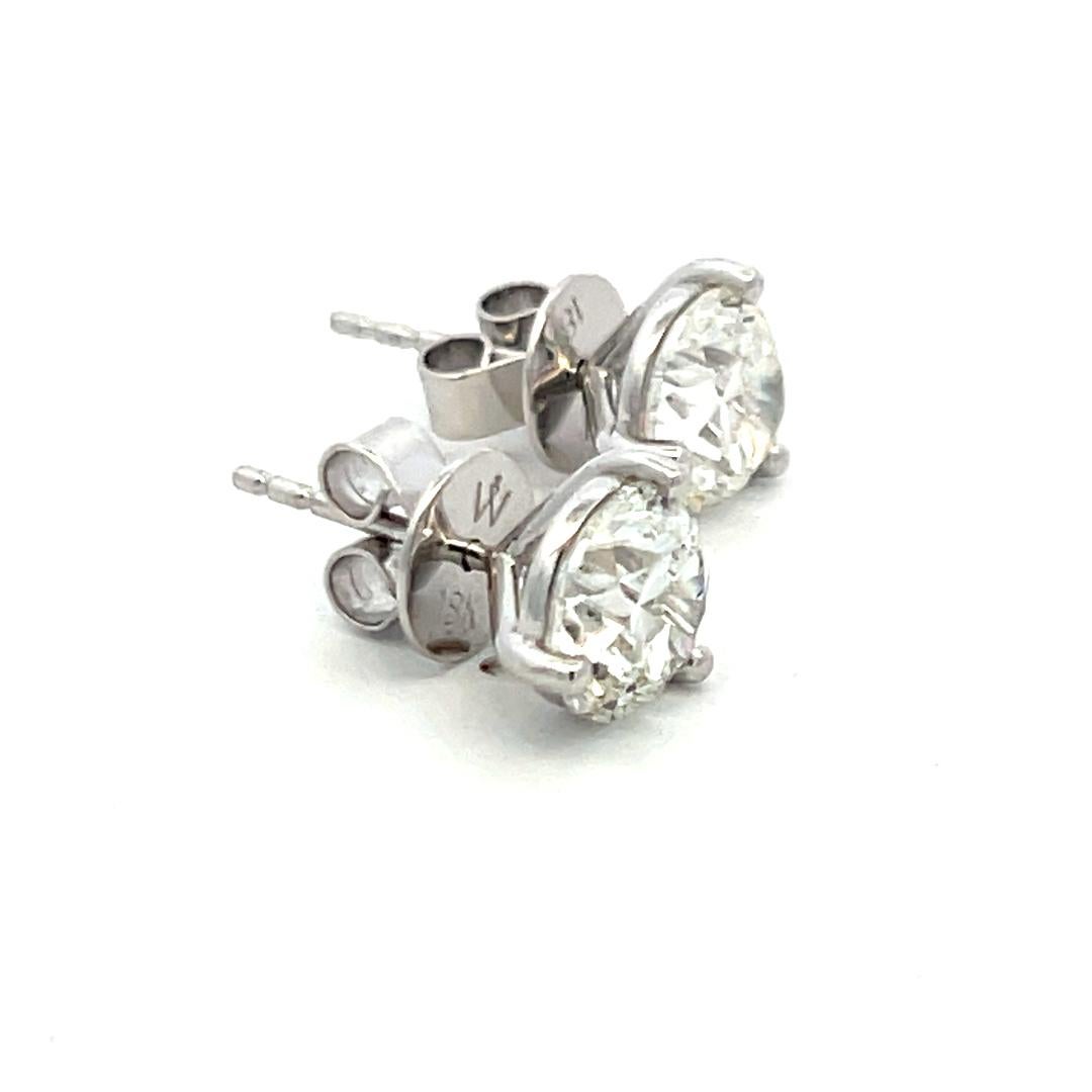 Orecchini con diamanti tondi e brillanti da 4,00ct in oro bianco 18K con GIA (I SI2) in vendita 5