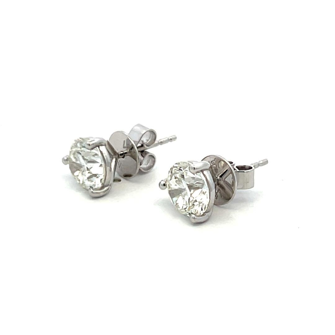 Orecchini con diamanti tondi e brillanti da 4,00ct in oro bianco 18K con GIA (I SI2) in vendita 3