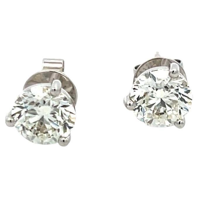Orecchini con diamanti tondi e brillanti da 4,00ct in oro bianco 18K con GIA (I SI2)