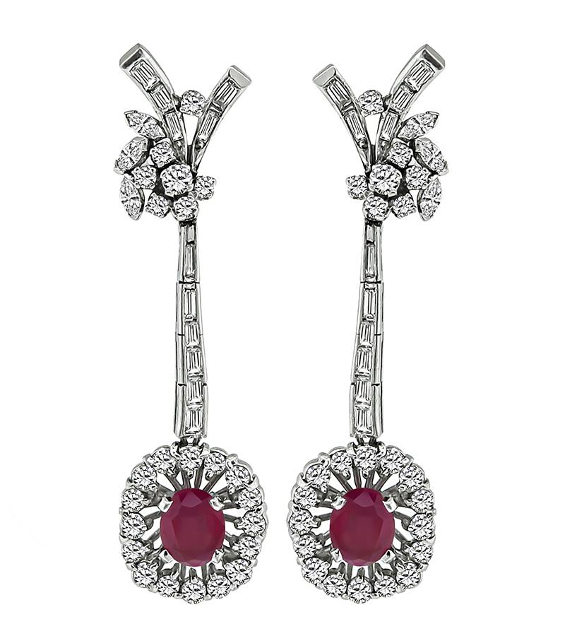 Oval Cut 4.00ct Ruby 3.25ct Diamond Ring and Earrings Set For Sale