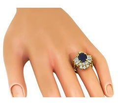 4.00ct Sapphire 1.50ct Diamond 18k Gold Ring