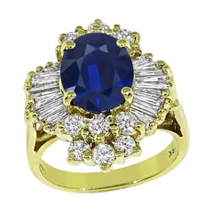 4.00ct Sapphire 1.50ct Diamond 18k Gold Ring
