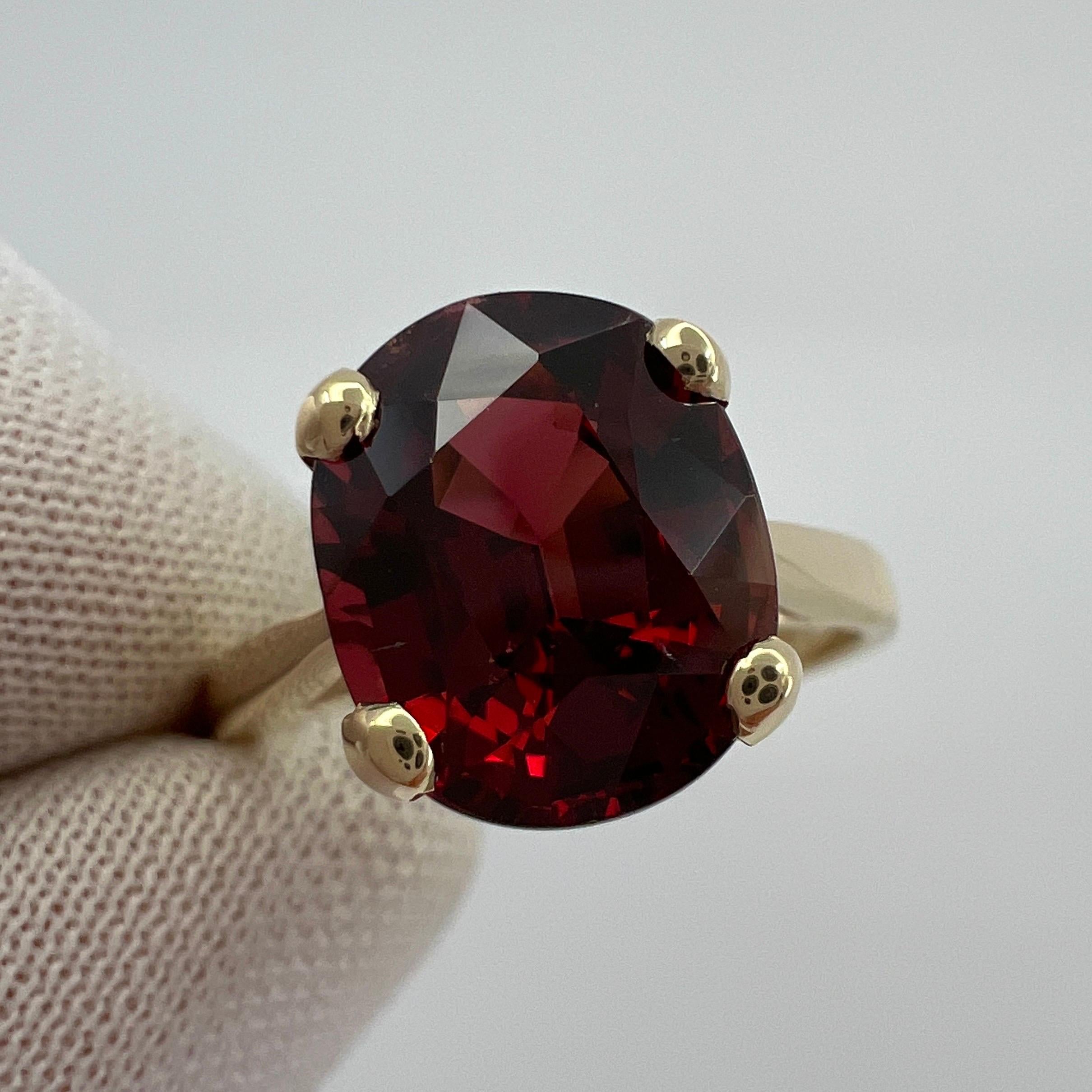 4.00ct Vivid Cherry Red Rhodolite Garnet Oval Cut Yellow Gold Solitaire Ring 1