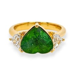 4.00ct Vivid Neon Yellowish Green Paraiba Tourmaline Ring 18K Gold GIA Cert