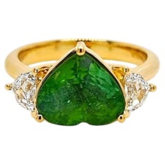 4.00ct Vivid Neon Yellowish Green Paraiba Tourmaline Ring 18K Gold GIA Cert