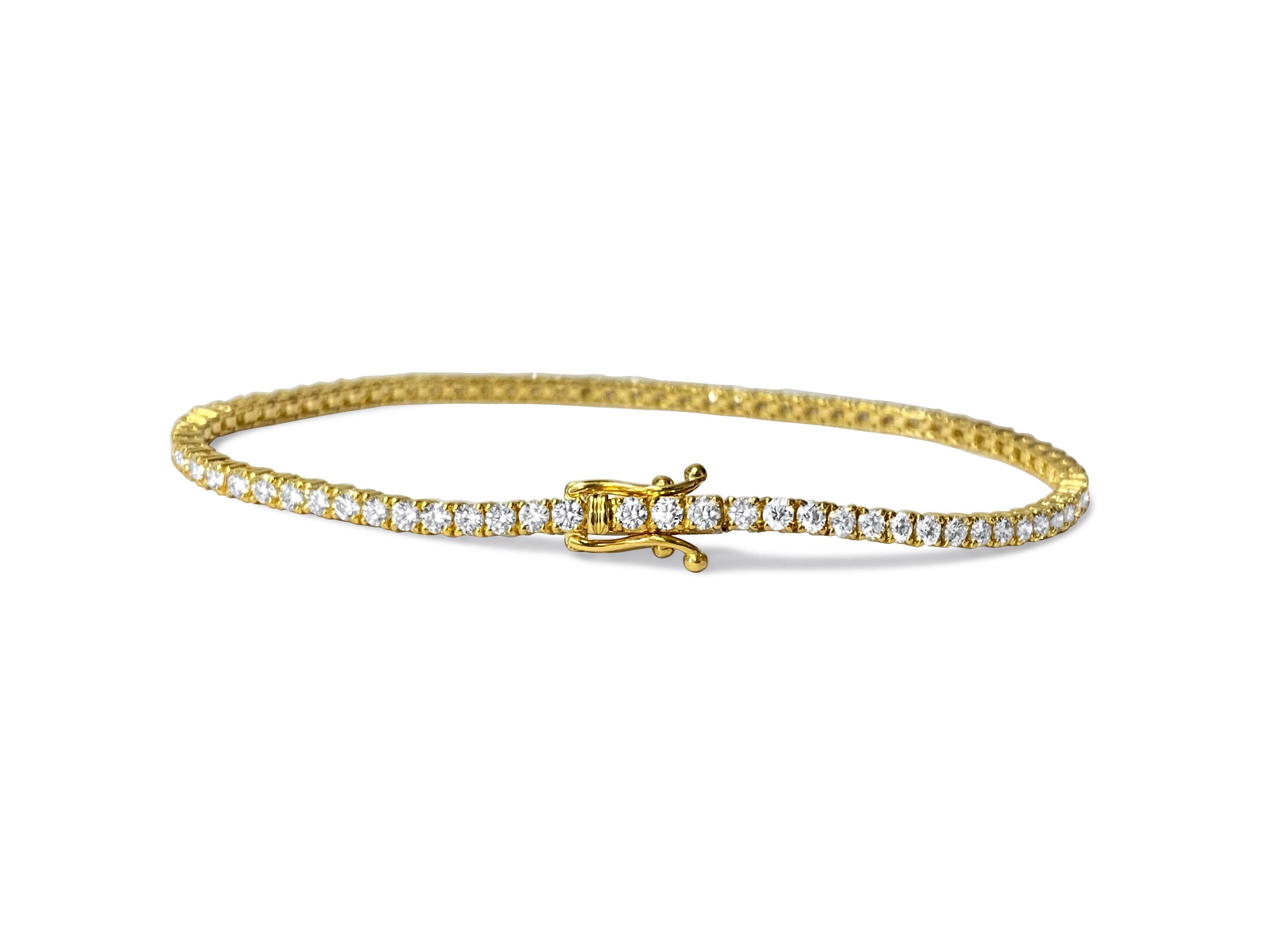 4.00ct VVS Diamond Tennis Bracelet in 10k Yellow Gold Unisex In New Condition For Sale In Miami, FL
