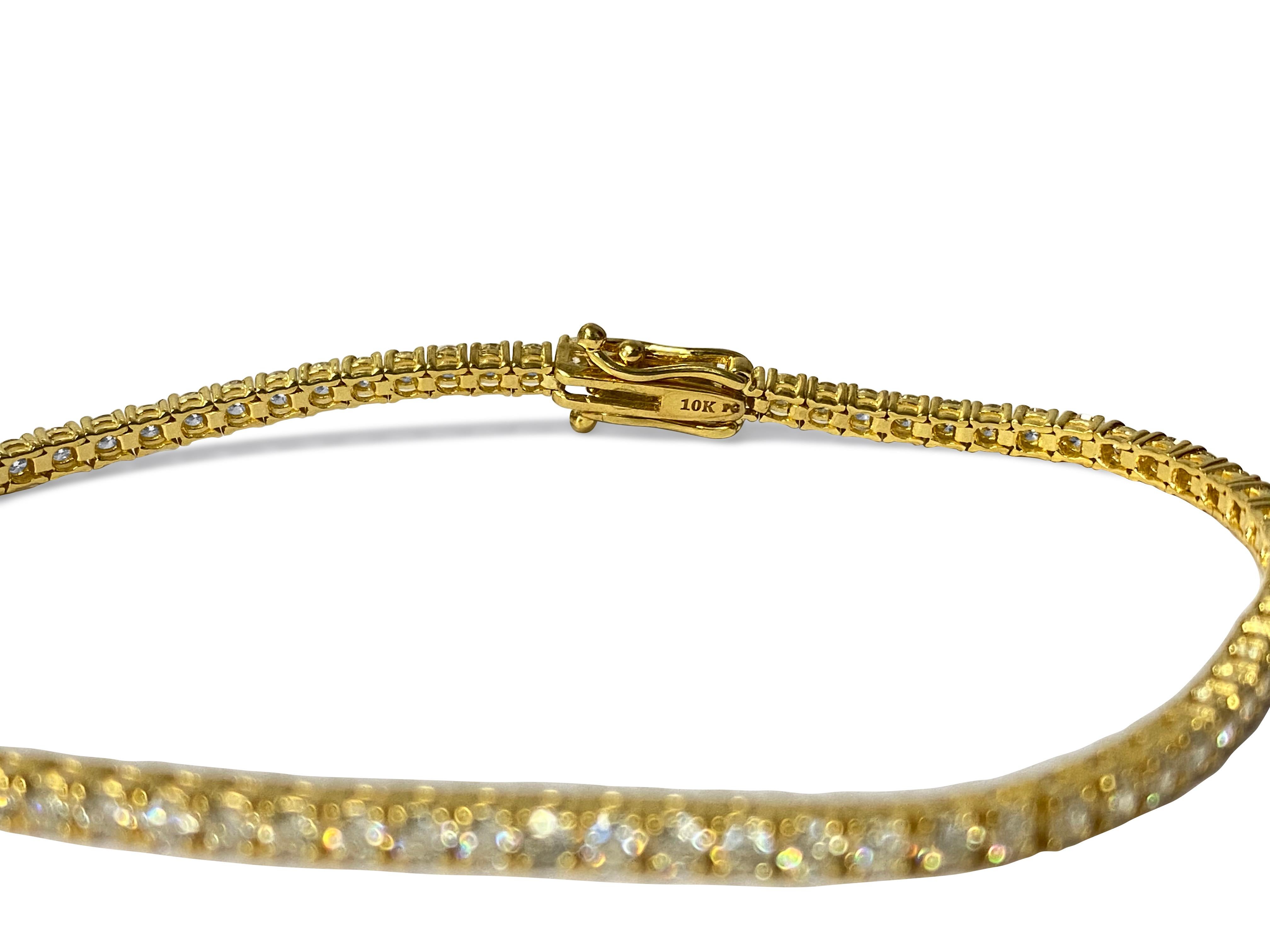4.00ct VVS Diamond Tennis Bracelet in 10k Yellow Gold Unisex For Sale 1