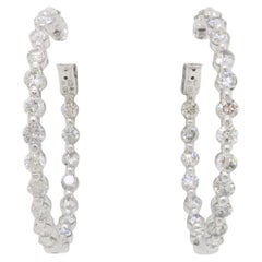4.00CTW Inside Out Diamond Hoop Earrings in 14k White Gold