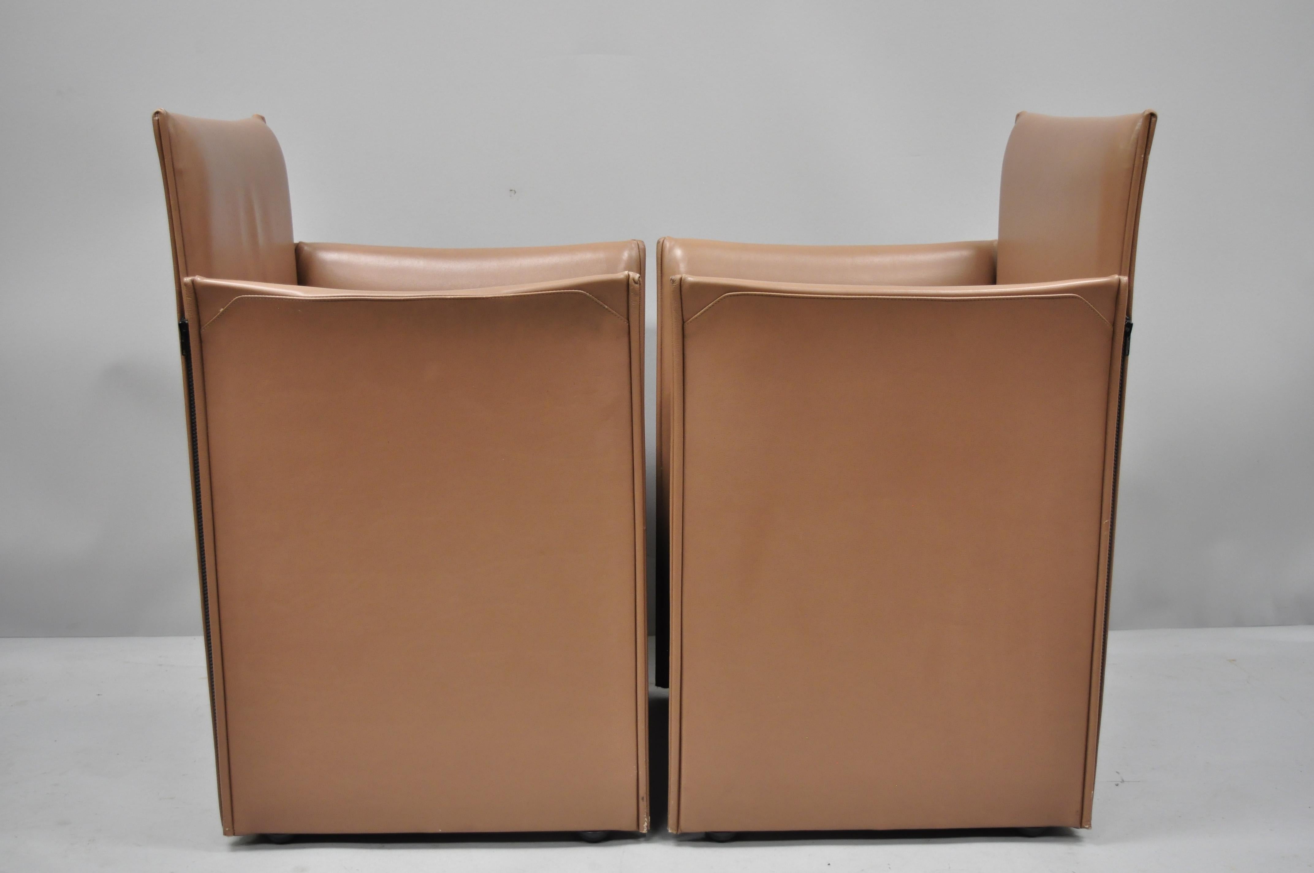 401 Break Armchair by Mario Bellini for Cassina Copper Leather 6 Chairs For Sale 1