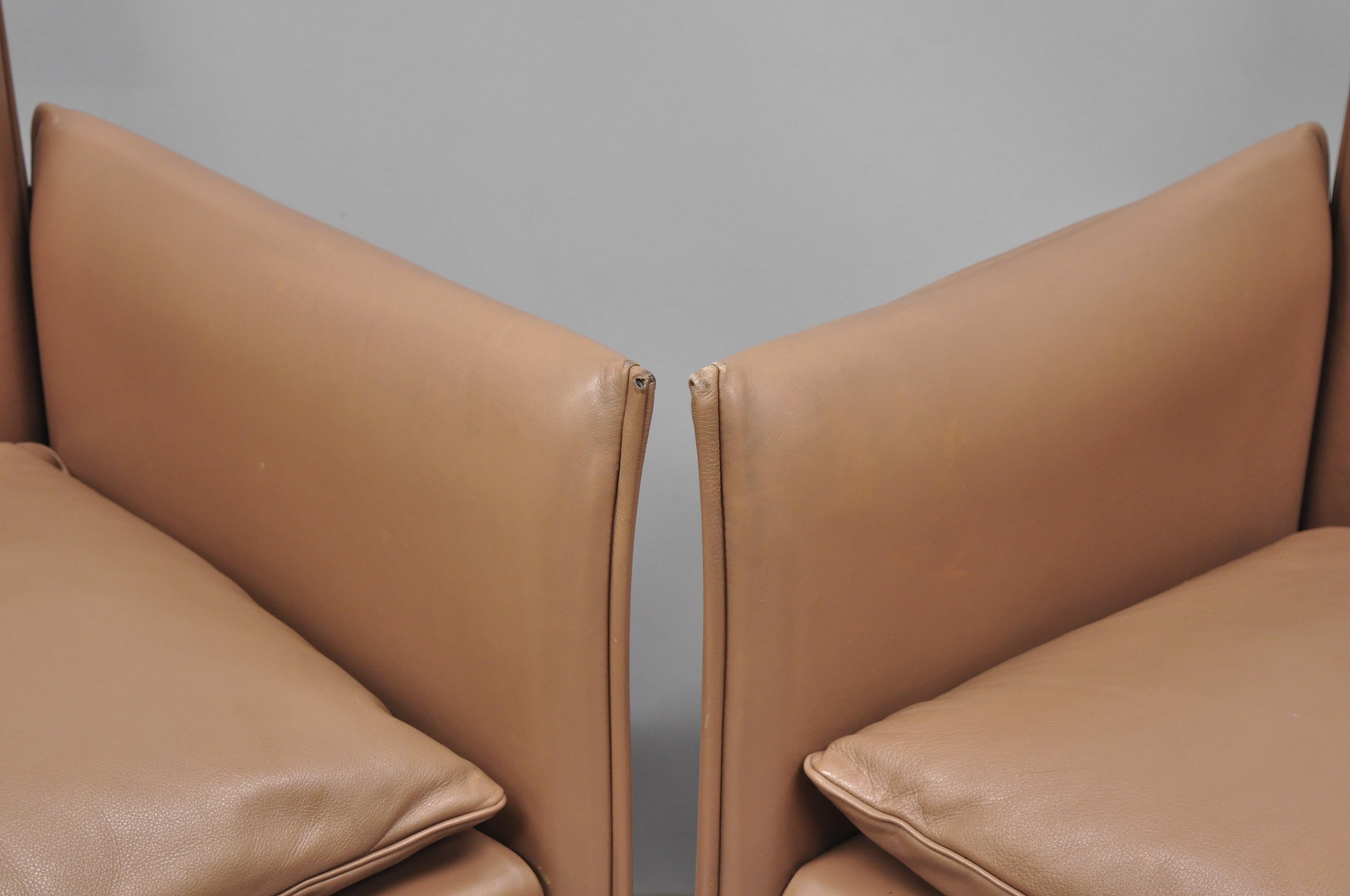 401 Break Armchair by Mario Bellini for Cassina Copper Leather 6 Chairs For Sale 2