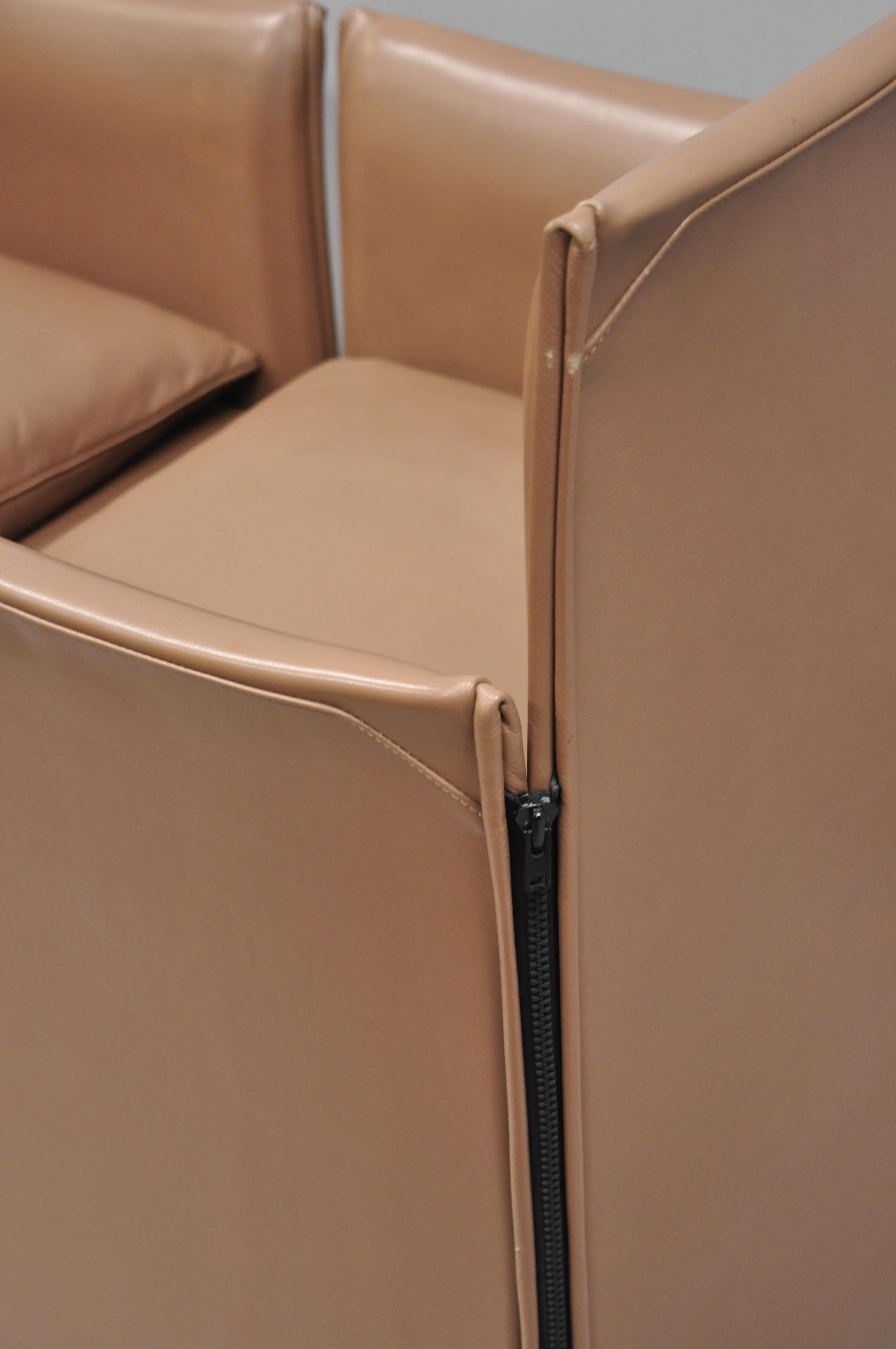 401 Break Armchair by Mario Bellini for Cassina Copper Leather 6 Chairs In Good Condition For Sale In Philadelphia, PA