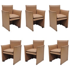 401 Break Armchair by Mario Bellini for Cassina Copper Leather 6 Chairs