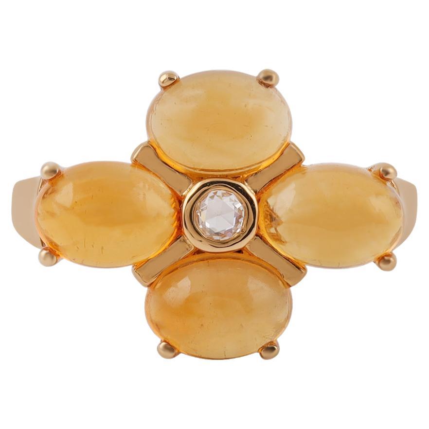 4.01 Carat Clear Citrine & Diamond Ring in 18k Gold For Sale