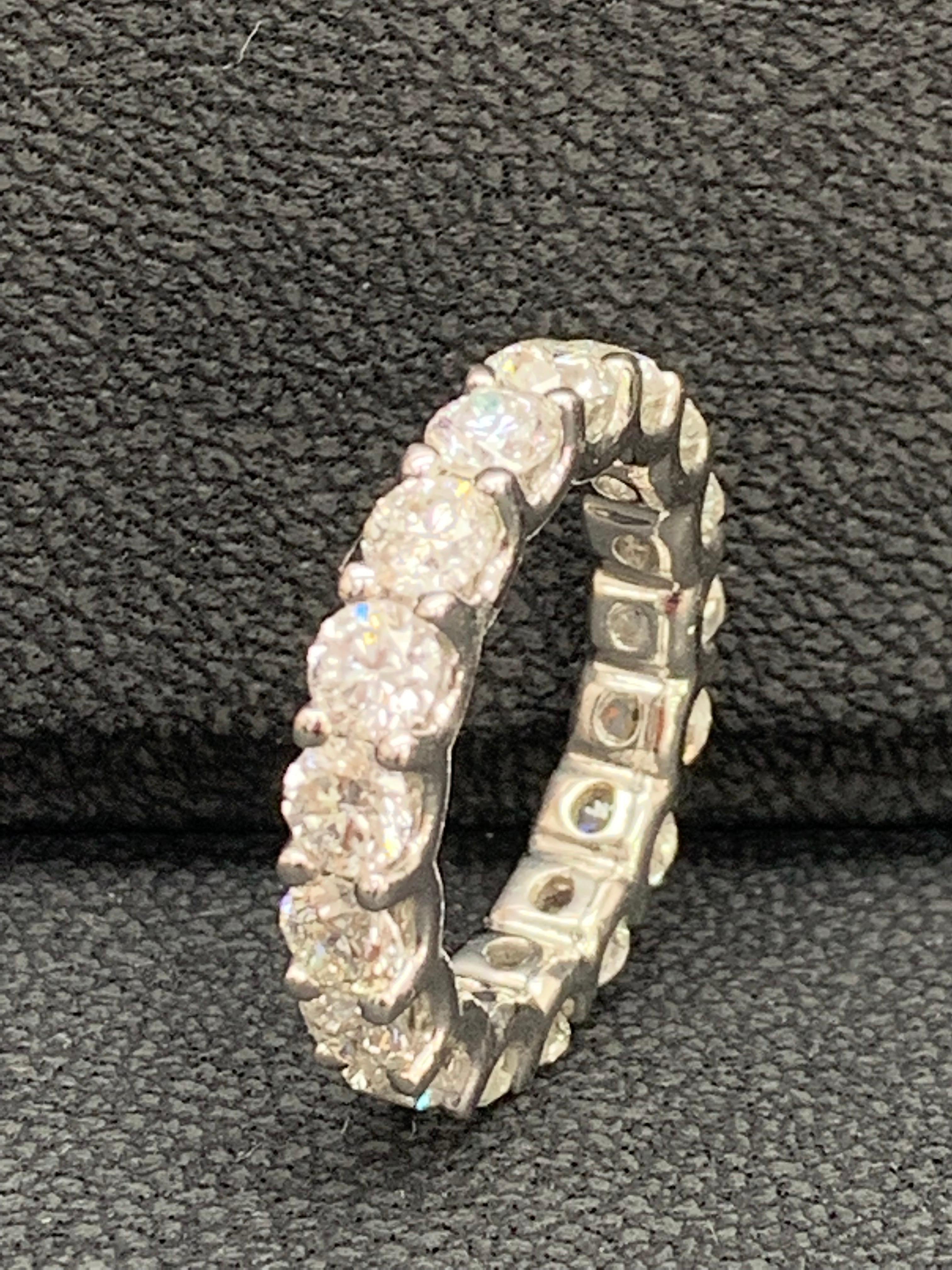 4.01 Carat Diamond Eternity Wedding Ring in 14k White Gold For Sale 4