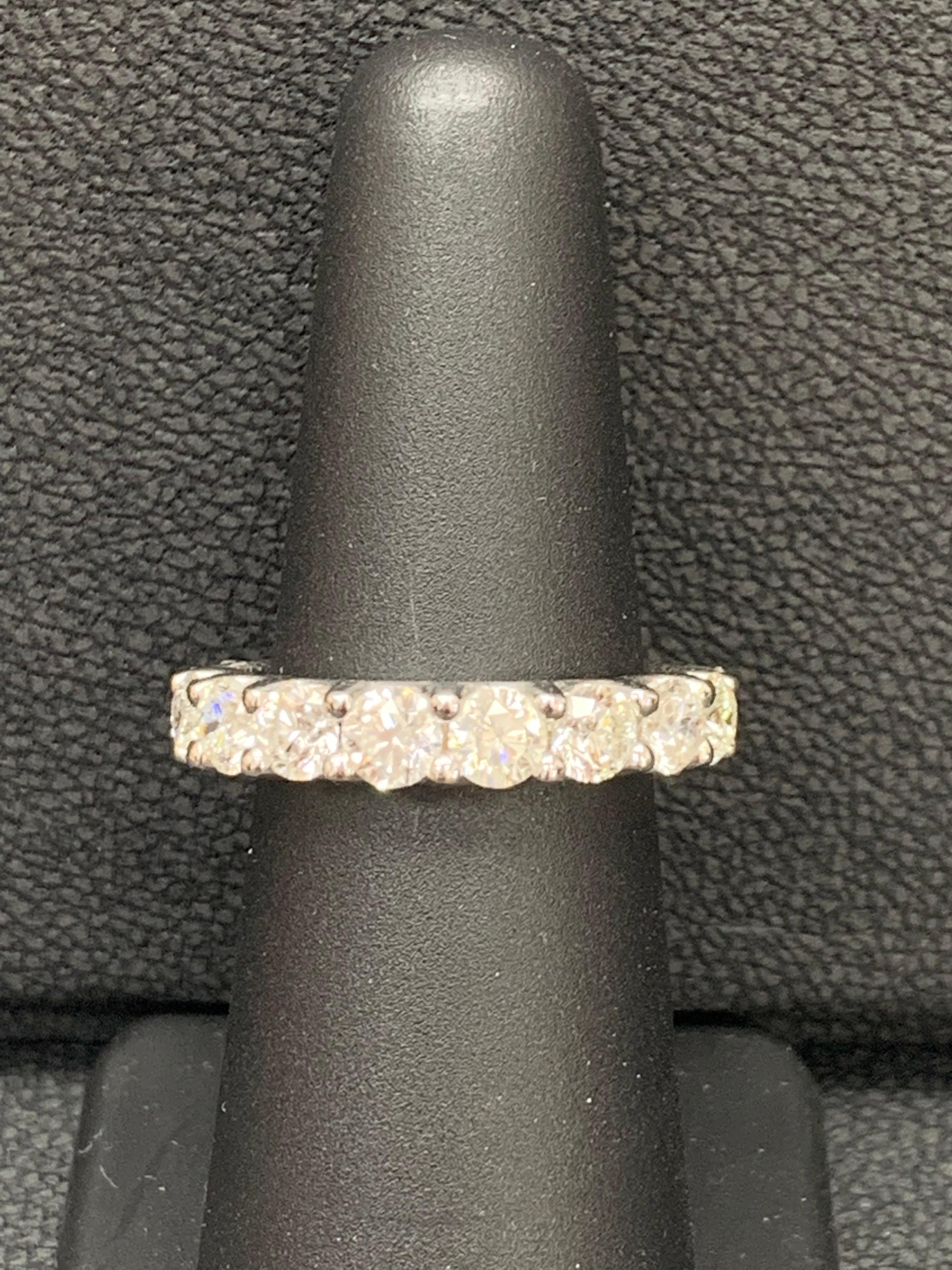 4.01 Carat Diamond Eternity Wedding Ring in 14k White Gold For Sale 6