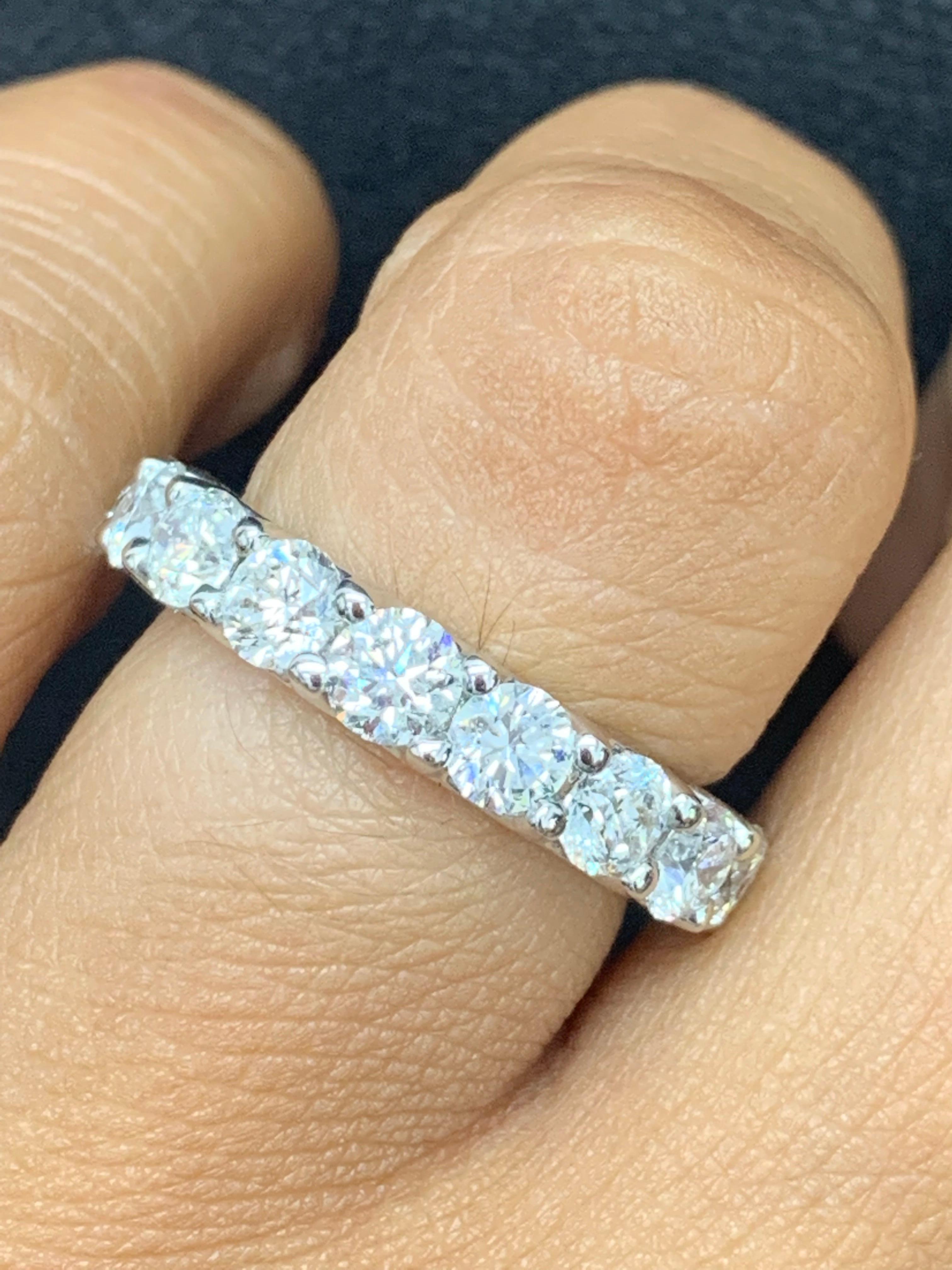4.01 Carat Diamond Eternity Wedding Ring in 14k White Gold For Sale 1