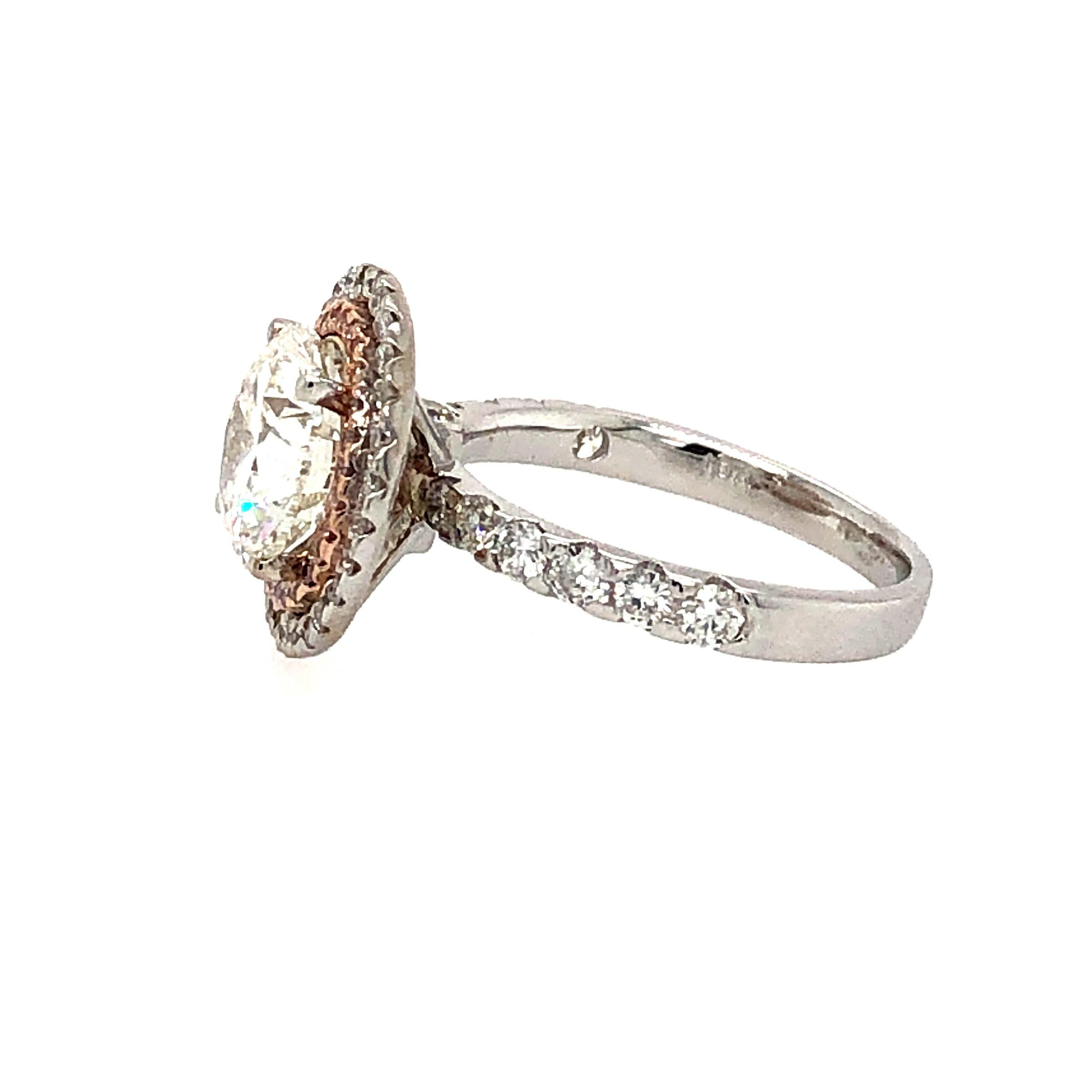 Brilliant Cut 4.01 Carat Diamond with Pink Diamond Halo Engagement Ring 18 Karat Gold