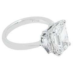 4.01 Carat Emerald Diamond Ring 18K Gold Quiet Power Modern Classic