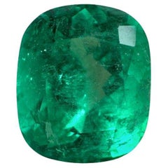 Émeraude colombienne verte intense de 4,01 carats, pierre précieuse taille coussin Muzo