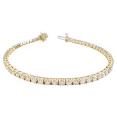 4.01 Carat Natural Diamond Tennis Bracelet 14K Yellow Gold