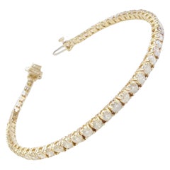 4.01 Carat Natural Diamond Tennis Bracelet 14K Yellow Gold