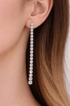 BrillanteJewels 4.01ct Natural Diamond Tennis Earrings in Platinum