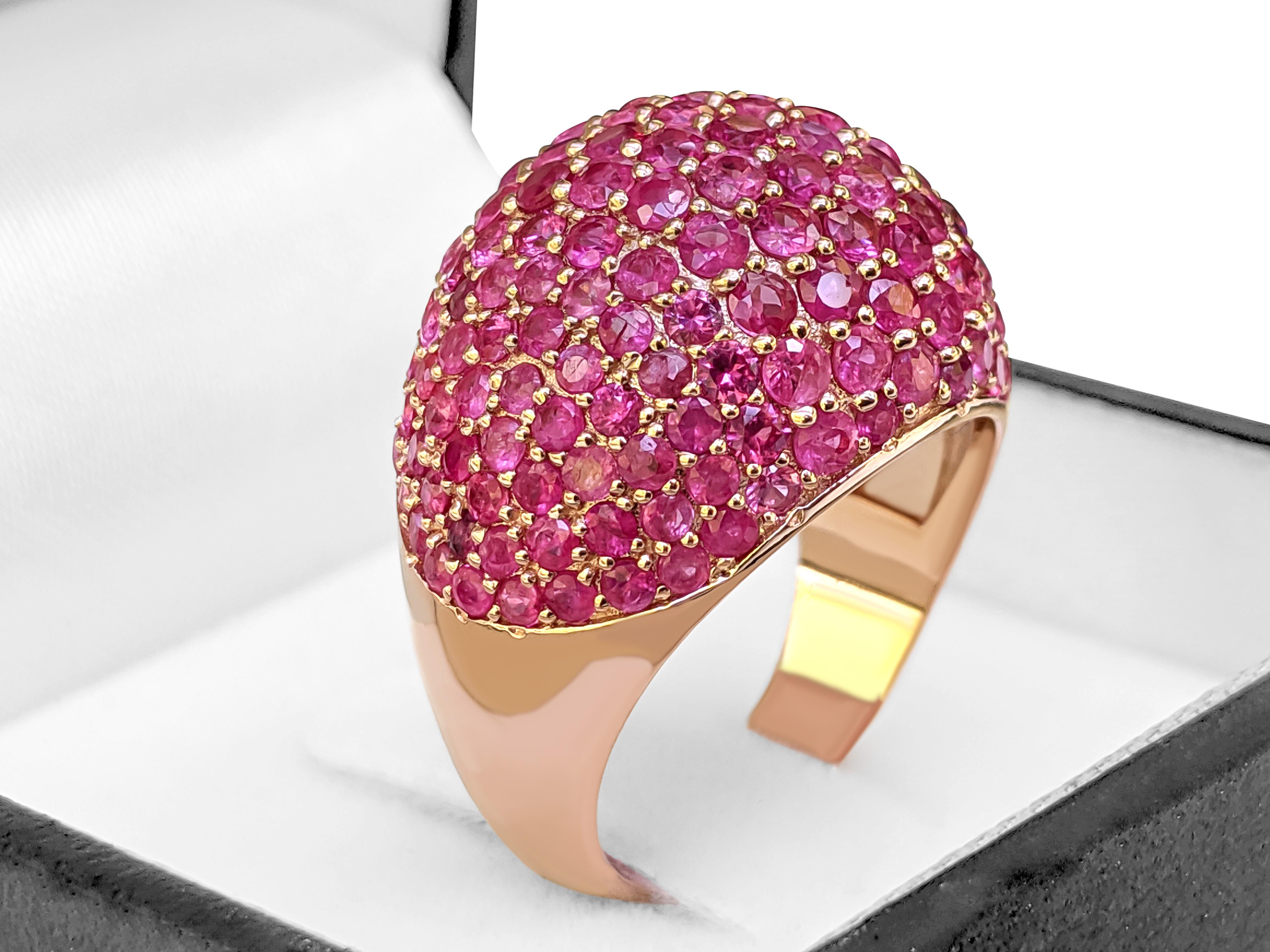 $1 NO RESERVE! Burma Ring aus 14 Karat Gelbgold mit 4,01 Karat natürlichen roten Rubinen 1