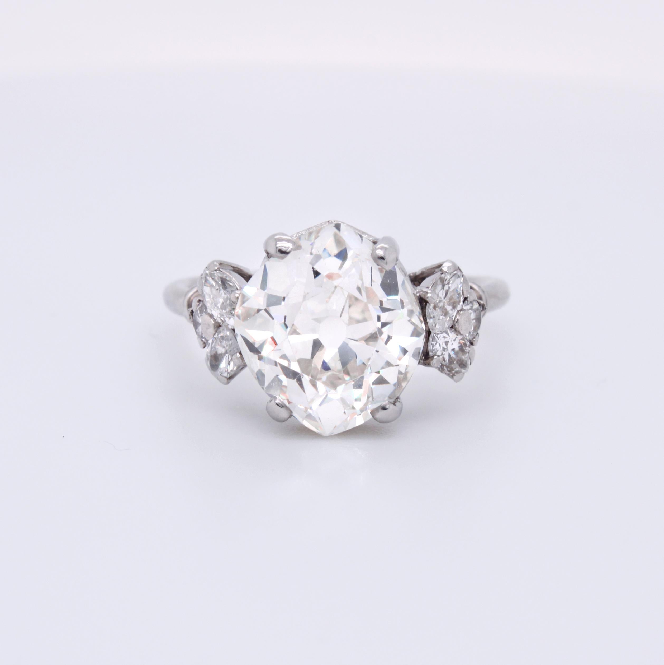 4.01 Karat Diamantring mit Rhombusschliff aus alter Mine (Belle Époque)