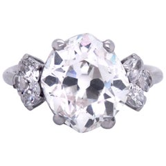 Retro 4.01 Carat Old Mine Rhombus Cut Diamond Ring