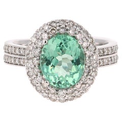 4.01 Carat Oval Cut Apatite Diamond White Gold Engagement Ring 4.01 Carat Oval Cut Apatite Diamond White Gold Engagement Ring