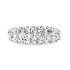 4.01 Carat Oval Diamond Eternity Band in Platinum, Size 6